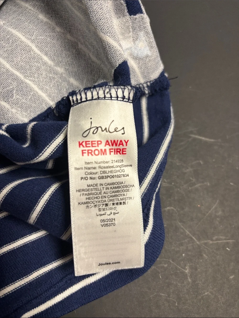 Joules Navy & White Striped Hedgehog Appliqué Dress